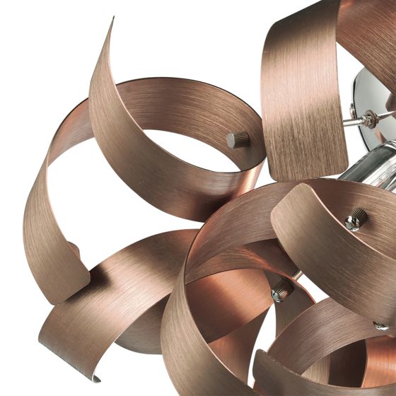 där lighting Rawley 4 Light Flush Brushed Copper 40cm