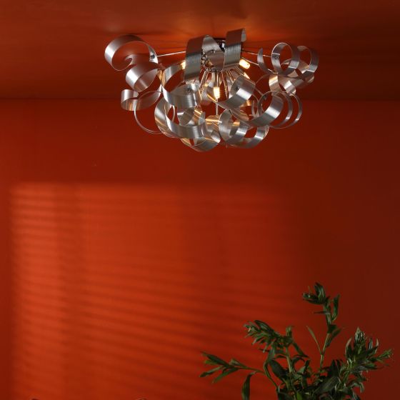 Där Lighting Rawley 5 Light Flush Brushed Aluminium 60cm