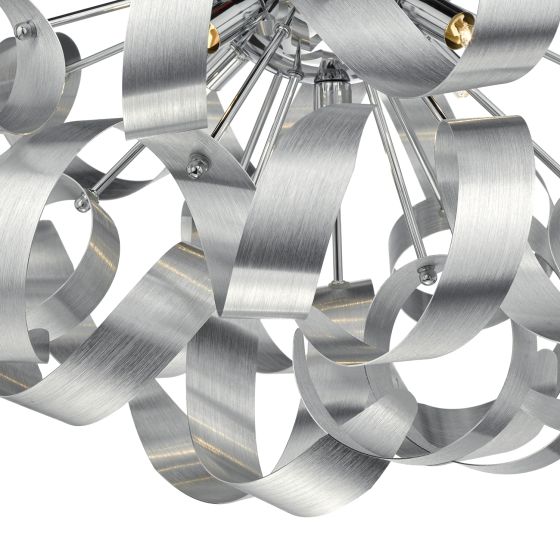 där lighting Rawley 5 Light Flush Brushed Aluminium 60cm