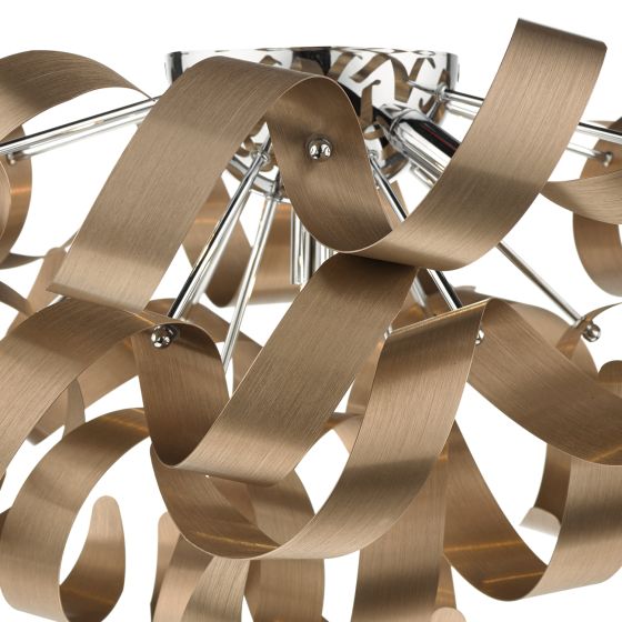 Där Lighting Rawley 5 Light Flush Brushed Copper 60cm