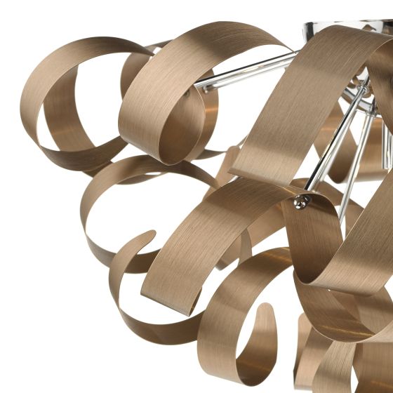 där lighting Rawley 5 Light Flush Brushed Copper 60cm