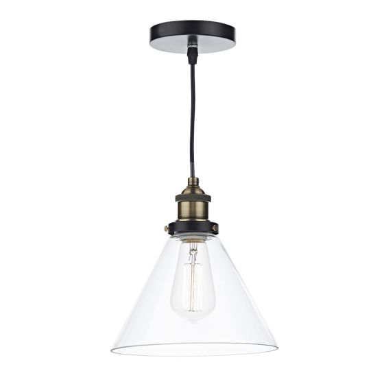 Där Lighting Ray 1 Light Pendant Antique Brass Clear