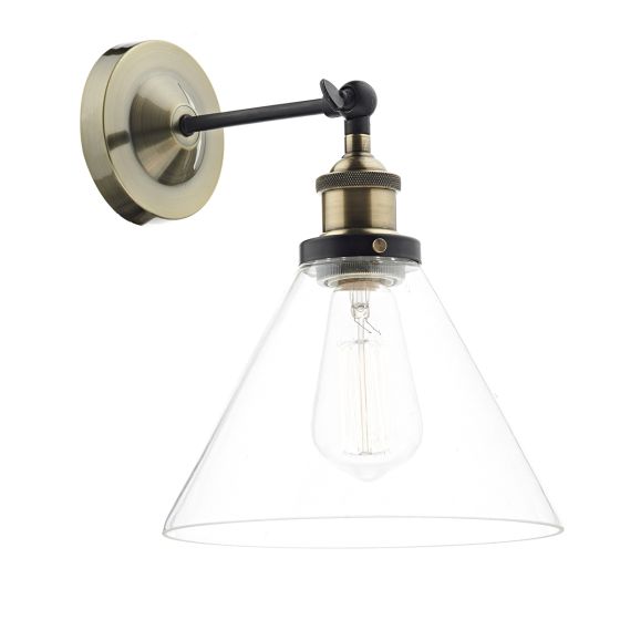 Där Lighting Ray 1 Light Wall Bracket Antique Brass Clear