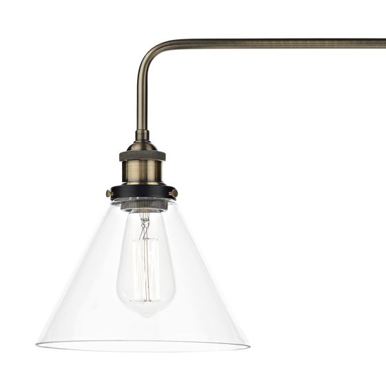 Där Lighting Ray 3 Light Bar Pendant Antique Brass Clear