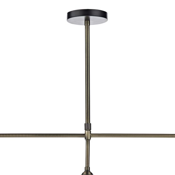 Där Lighting Ray 3 Light Bar Pendant Antique Brass Clear