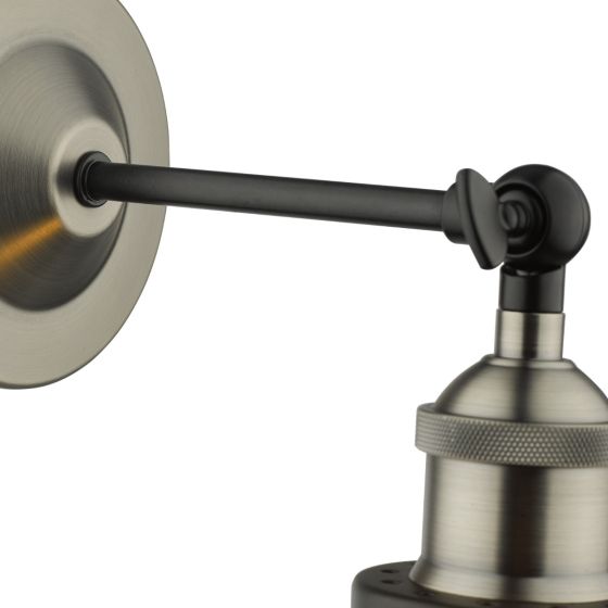 Där Lighting Ray Single Wall Light Antique Nickel Clear Glass