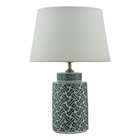 Där Lighting Reese Table Lamp Green Print With Shade