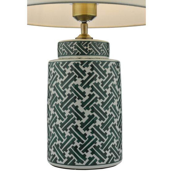 Där Lighting Reese Table Lamp Green Print With Shade