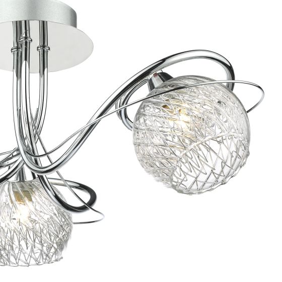 där lighting Rehan 3 Light Semi-Flush Polished Chrome and Ribbed Glass