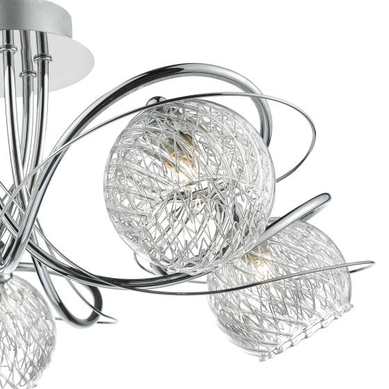 där lighting Rehan 5 Light Semi-Flush Polished Chrome and Ribbed Glass