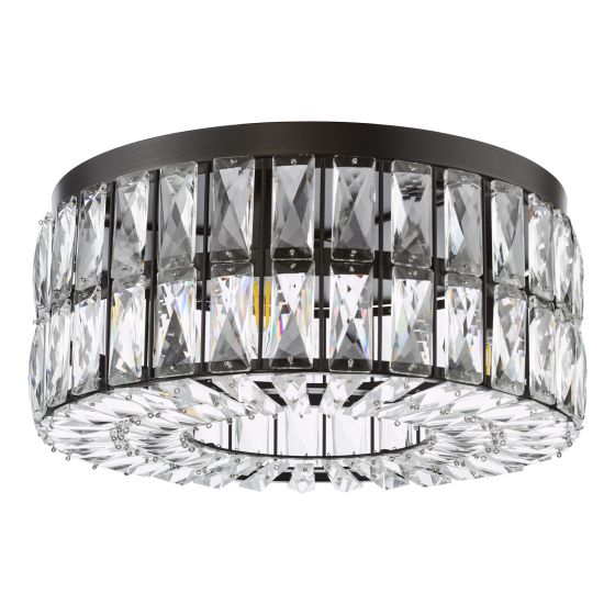 Där Lighting Relena 4 Light Flush Matt Black And Crystal