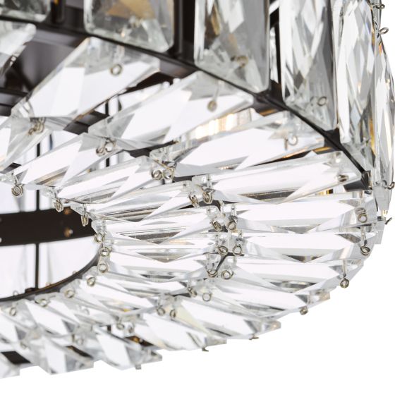 Där Lighting Relena 4 Light Flush Matt Black And Crystal
