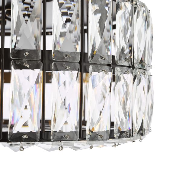 Där Lighting Relena 4 Light Flush Matt Black And Crystal