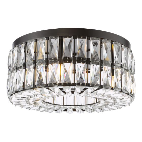 där lighting Relena 4 Light Flush Matt Black and Crystal