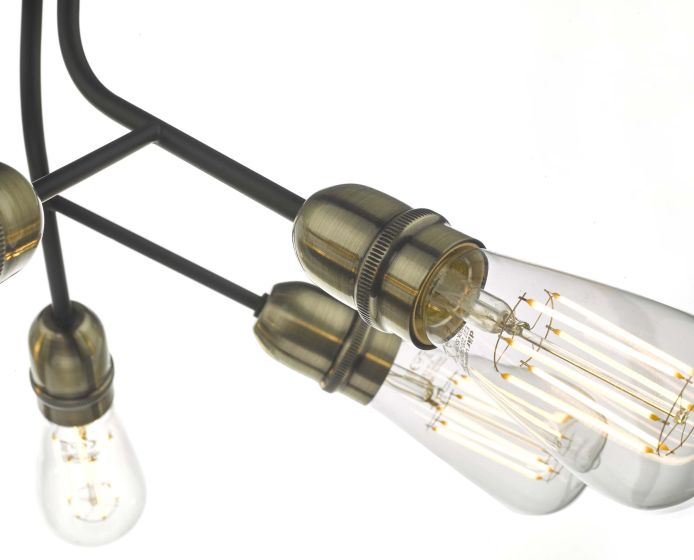 Där Lighting Remy 6 Light Semi Flush Black & Antique Brass