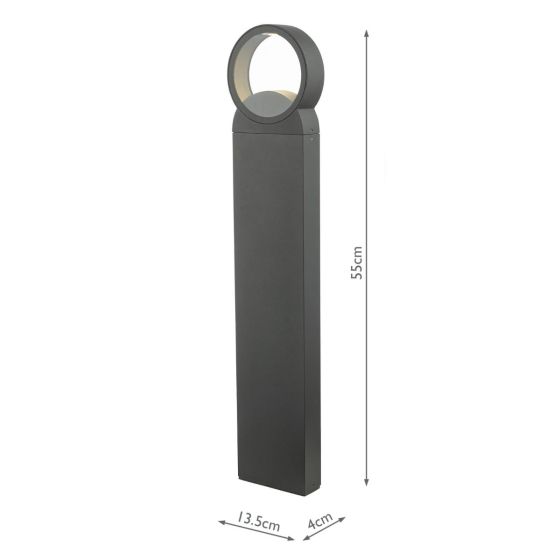 Där Lighting Reon Outdoor Post With Round Light Anthracite IP65 LED