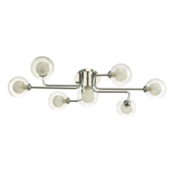 Där Lighting Reyna 7 Light Semi Flush Polished Chrome With Clear/Opal Glass