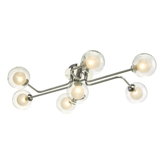 Där Lighting Reyna 7 Light Semi Flush Polished Chrome With Clear/Opal Glass