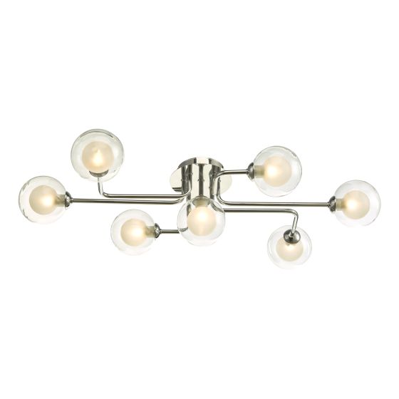 där lighting Reyna 7 Light Semi Flush Polished Chrome With Clear/Opal Glass