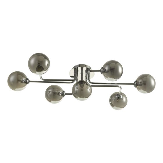 Där Lighting Reyna 7 Light Semi Flush Polished Chrome With Smoked Glass