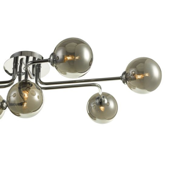 Där Lighting Reyna 7 Light Semi Flush Polished Chrome With Smoked Glass