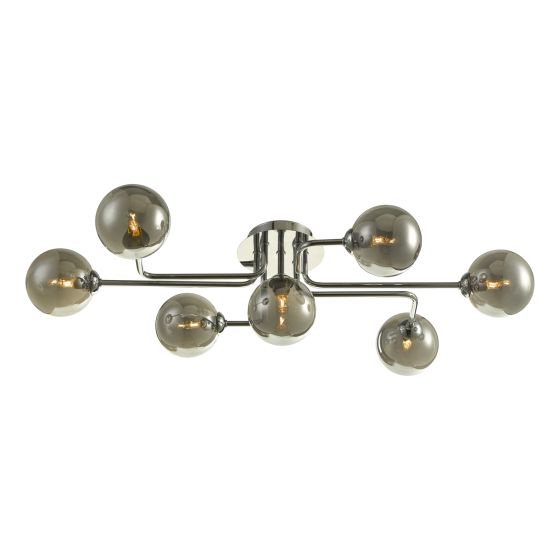 där lighting Reyna 7 Light Semi Flush Polished Chrome With Smoked Glass