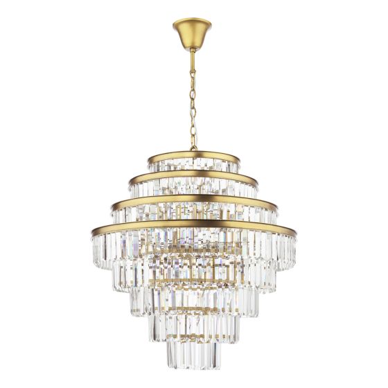 Där Lighting Rhapsody 12 Light Chandelier Crystal & Natural Brass