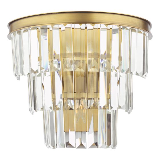Där Lighting Rhapsody 3 Light Wall Light Crystal And Natural Brass
