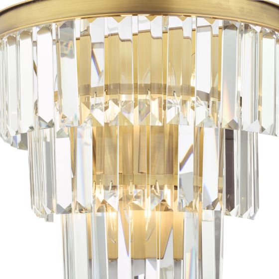 Där Lighting Rhapsody 3 Light Wall Light Crystal And Natural Brass