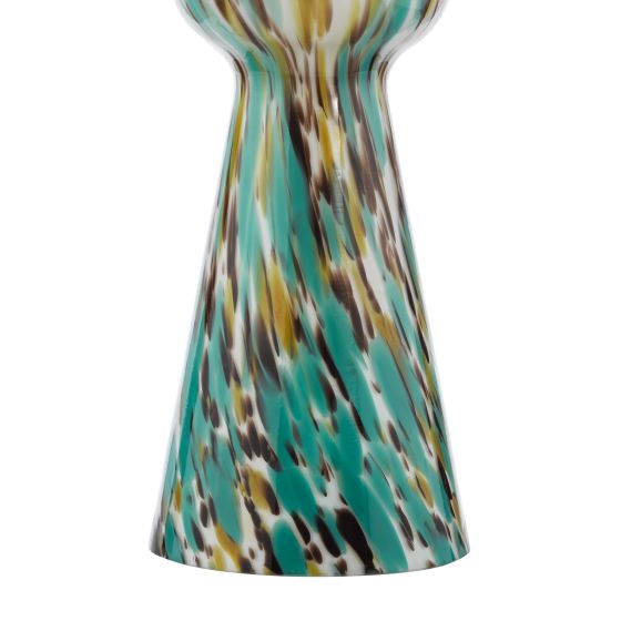 Där Lighting Rheneas Table Lamp Blue Art Glass And Polished Chrome With Shade