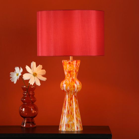 Där Lighting Rheneas Table Lamp Red Glass With Shade