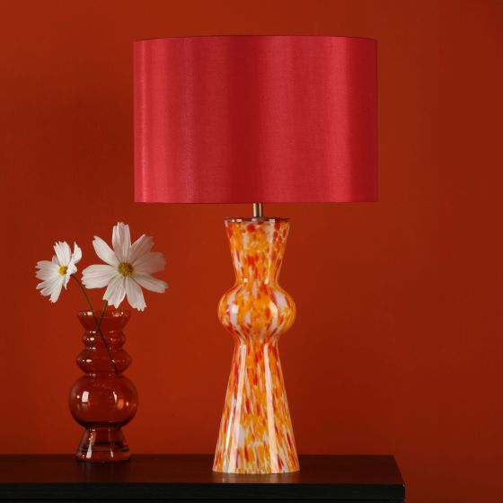 Där Lighting Rheneas Table Lamp Red Glass With Shade