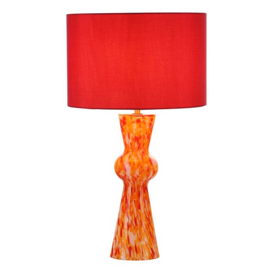där lighting Rheneas Table Lamp Red Glass With Shade