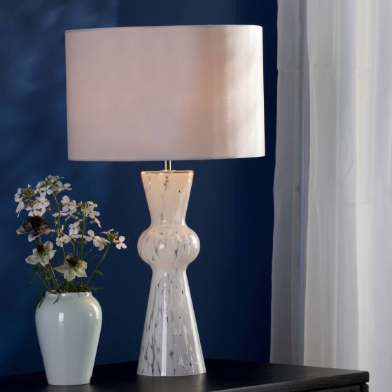 Där Lighting Rheneas Table Lamp White Glass With Shade
