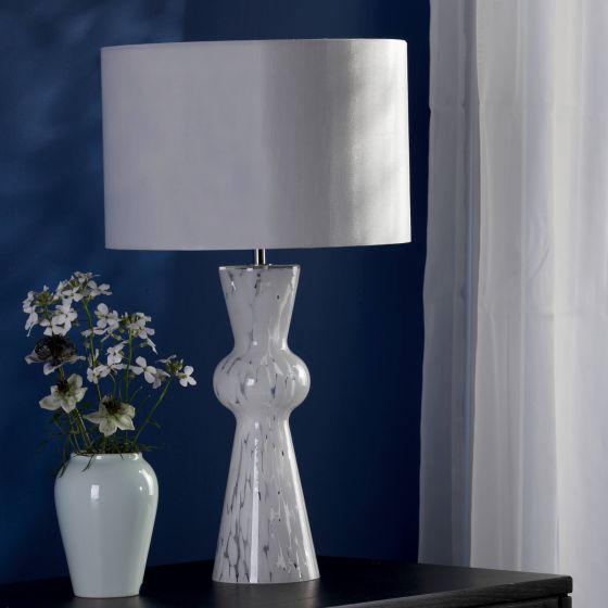 Där Lighting Rheneas Table Lamp White Glass With Shade