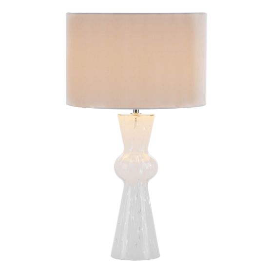där lighting Rheneas Table Lamp White Glass With Shade