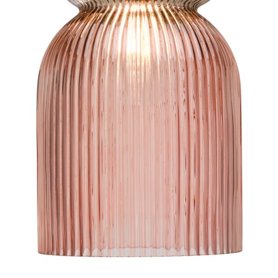 Där Lighting Rhubarb Pendant Pink And Green Ribbed Glass