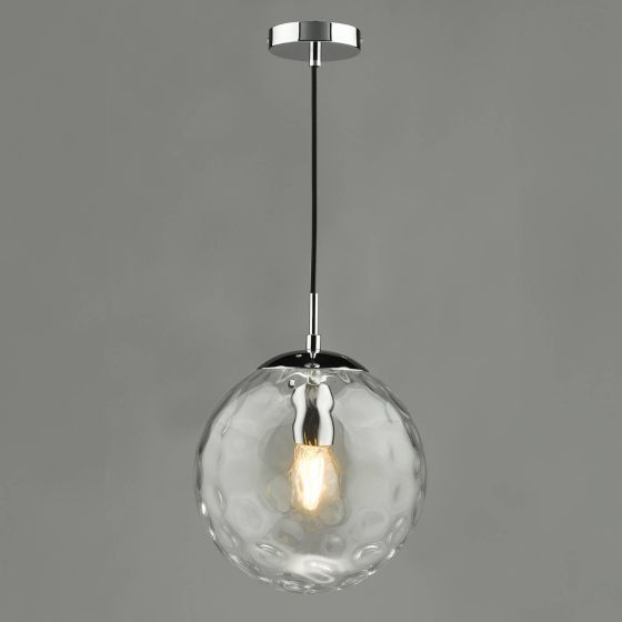 Där Lighting Ripple Pendant Polished Chrome & Clear Glass