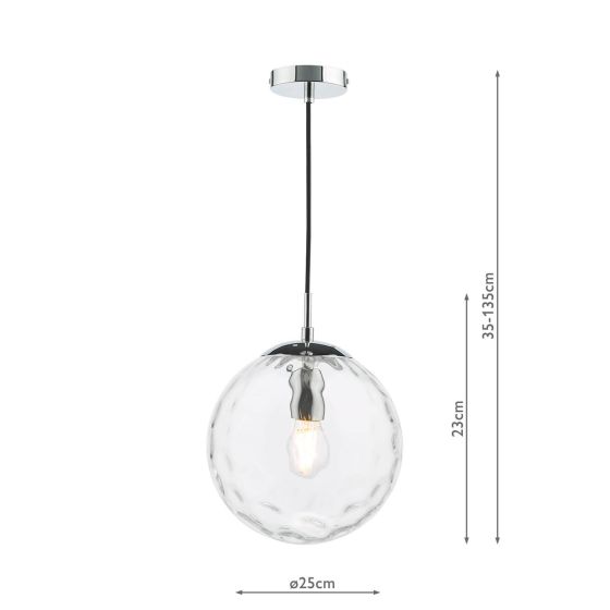 Där Lighting Ripple Pendant Polished Chrome & Clear Glass