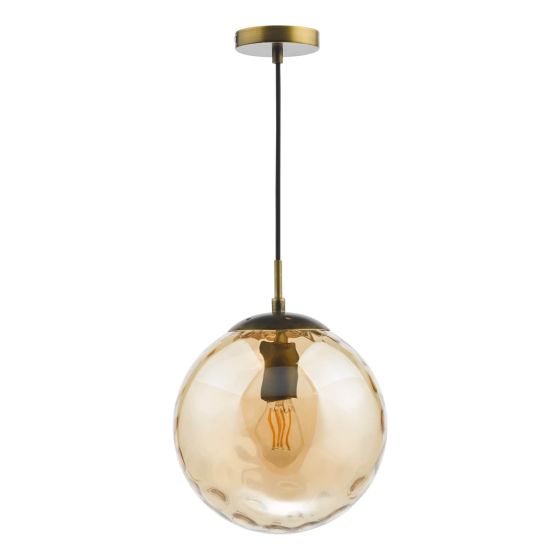 Där Lighting Ripple Single Pendant Bronze And Champagne Glass