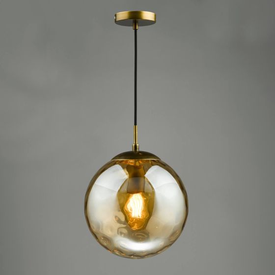 Där Lighting Ripple Single Pendant Bronze And Champagne Glass