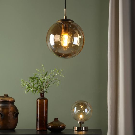Där Lighting Ripple Single Pendant Bronze And Champagne Glass