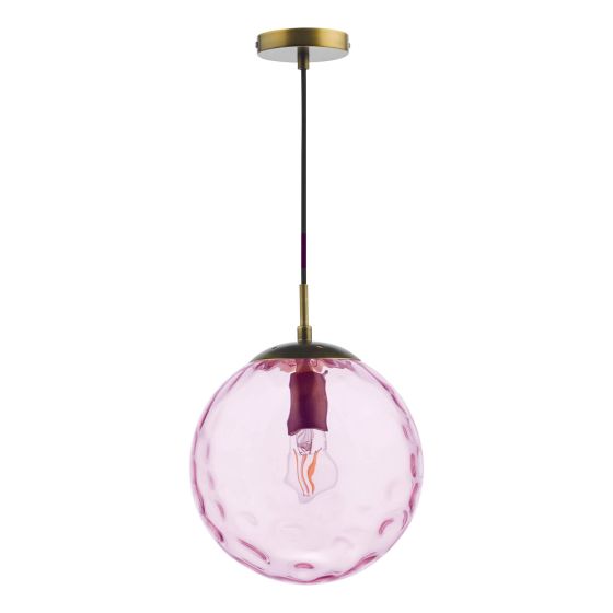Där Lighting Ripple Single Pendant Bronze And Pink Glass