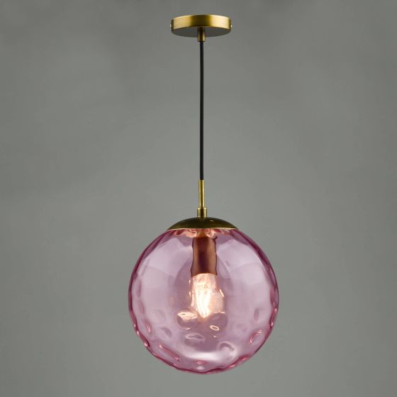 Där Lighting Ripple Single Pendant Bronze And Pink Glass
