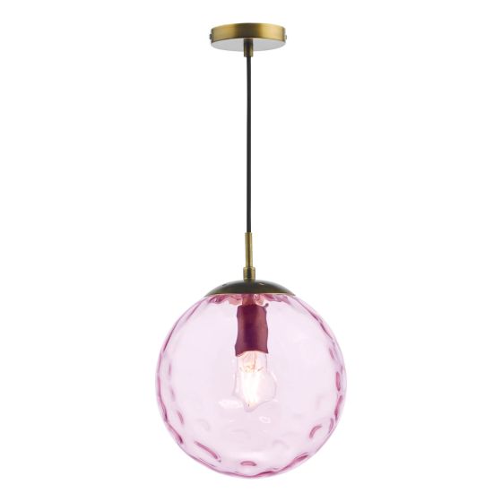 där lighting Ripple Single Pendant Bronze and Pink Glass