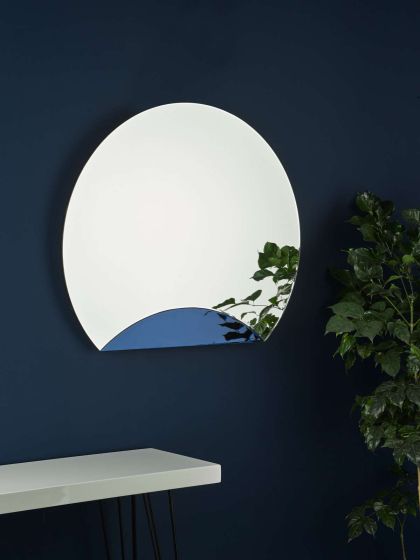 Där Lighting Rise Mirror With Blue Panel Detail 60 X 70cm
