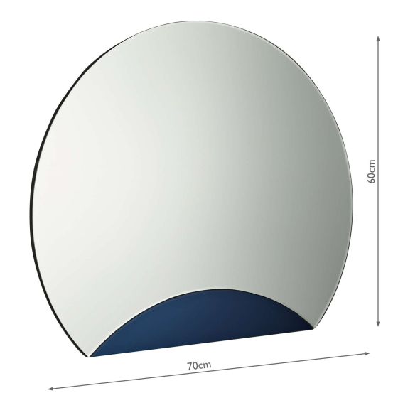 Där Lighting Rise Mirror With Blue Panel Detail 60 X 70cm