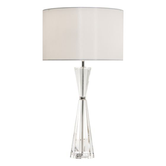där lighting Risha 2 Light Table Lamp Crystal & Polished Nickel With Shade