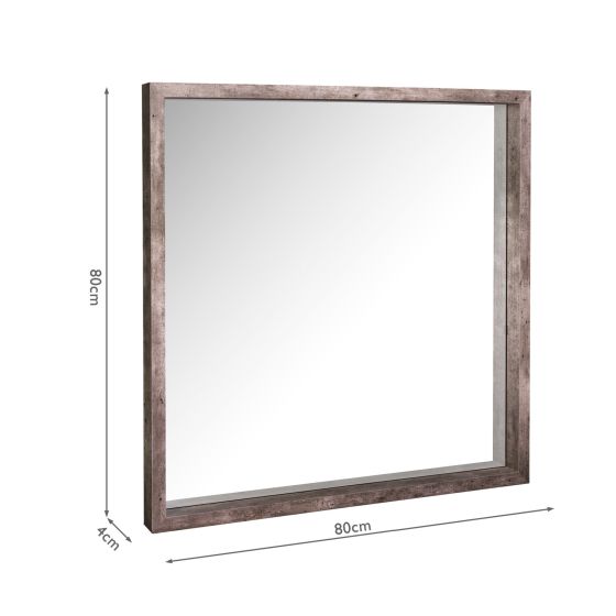 Där Lighting Rocco Mirror Distressed Concrete Effect Veneer 80 X 80cm