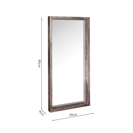 Där Lighting Rocco Mirror Distressed Concrete Effect Veneer 90 X 50cm